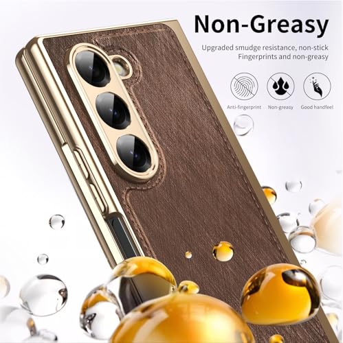 Étui pour Galaxy Z Fold6 marron housse antichoc avec stylet protection écran