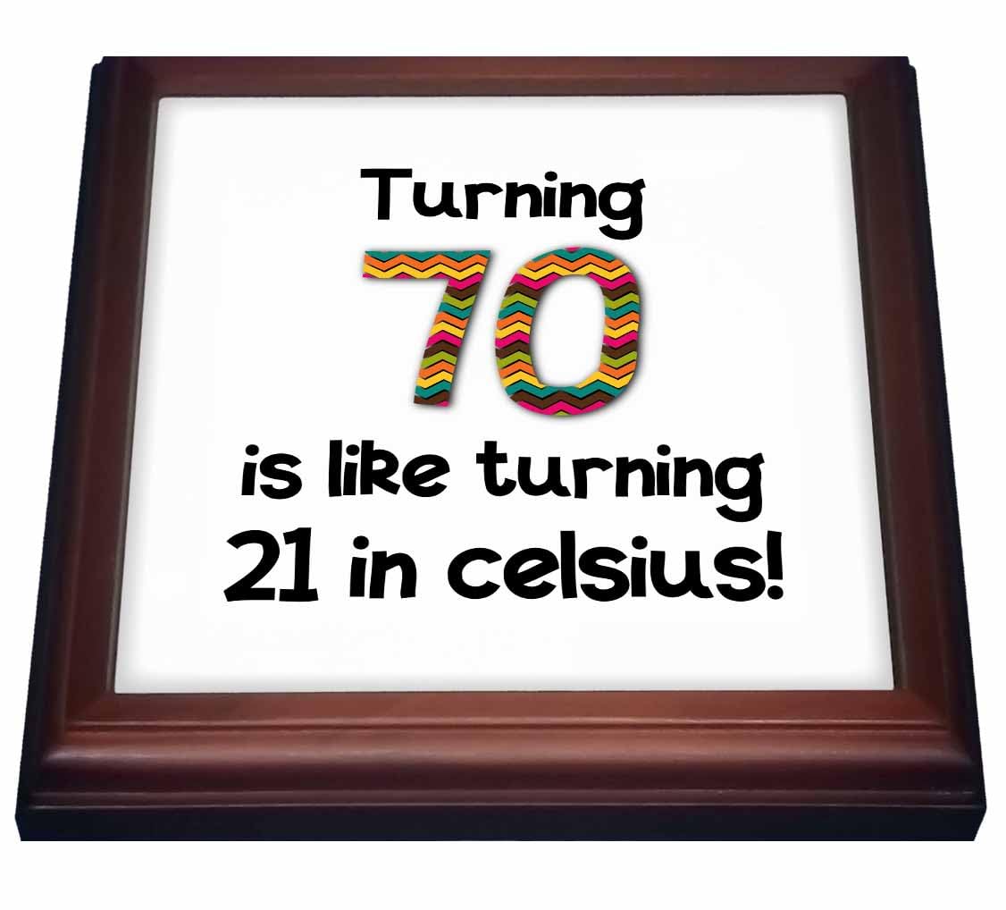 Dessous de plat en céramique marron 19 cm motif humour 70ème anniversaire pour plat chaud