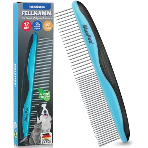 BluePet Peigne professionnel pour Chiens et Chats à Poils Longs, 17 cm, Brosse pour Chien & Chats à Poil Long, Élimine les Nœuds et Démêle le Pelage,...
