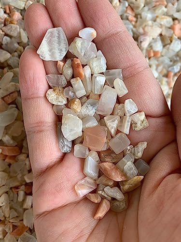 Image of Natural Semi Tumbled Moonstone Chips - Crushed Mini Crystals, Undrilled Gemstone Chips (2 Oz Lot)