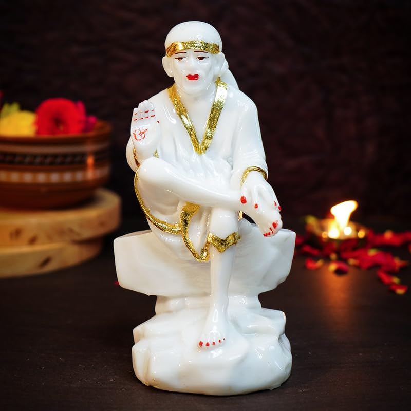 Buy Ekhasa Aura Series Marble Dust Sai Baba Statue for Home (7