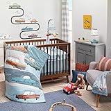 Lambs & Ivy Baby Car Tunes 4-Piece Nursery Crib Bedding Set - Blue