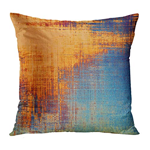 Emvency Set Of 4 Throw Pillow Covers Vintage Abstract Blue And Orange Messy Rust Painting Decorative Pillow Cases Home Decor Standard Square 18X18 Inches Pillowcases #TOP3