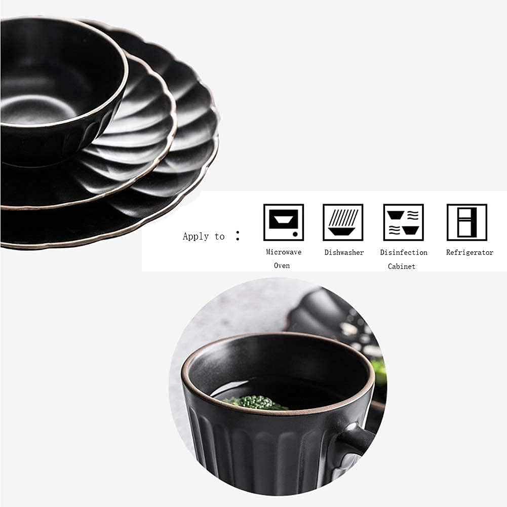 ディナーセット高級食器セット,白磁食器セット, 花びら形のセラミックプレートとボウルセット