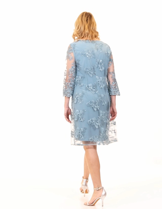alex evenings midi dress and jacket Alex Evenings Sequin Midi Dress with Jacket - Blue