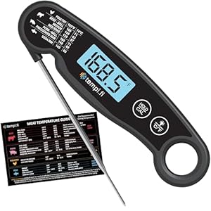 Instant Read Thermometer | Ultra-Fast & Waterproof | Bright Backlight & Food Grade Probe | Auto Shut-Off | Includes Meat Temperature Chart | Perfect for Kitchen & Grilling