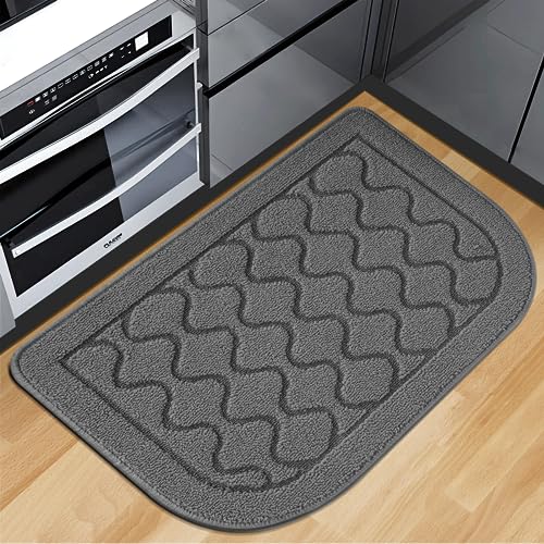 Hotbalzer 18×27 Inch Kitchen Rugs, Comfort Standing Kitchen Mats For Floor Is Made Of 100% Polypropylene, Kitchen Rugs And Mats Non Skid Washable For Kitchen, Floor, Office, Sink, Laundry, Grey #TOP3