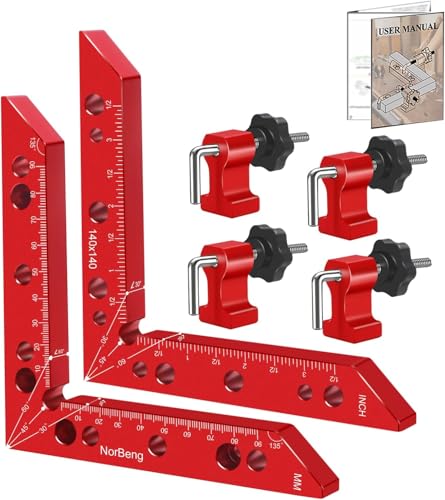 Right Angle Clamp,90 Degree Right Angle Positioning Square Clamp,Aluminum Alloy Corner Clamp,Carpenter Woodworking Tools,Block for Picture Frames Cabinets Drawers Box,Pack of 2 Set (14 cm