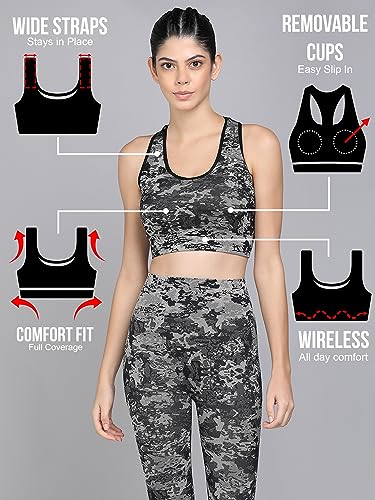 Image of Kobo Medium Impact Slip on Everyday Sports Bra for Women - Lightly-Padded, Non-Wired & High Coverage | Lined Cups with Removable Inserts (Imported)