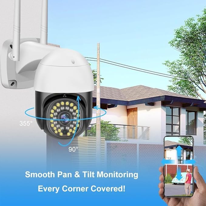 Image of JB Supar 4MP WiFi PTZ Security Camera for Home Outdoor | Full HD | 360 Rotation | Color Night Vision | Motion Detection | Two Way Audio | Wireless CCTV Camera with Mobile App V380 Pro (Black Dome)
