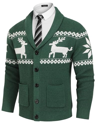 COOFANDY Men's Shawl Collar Cardigan Sweater Slim Fit Cable Knit