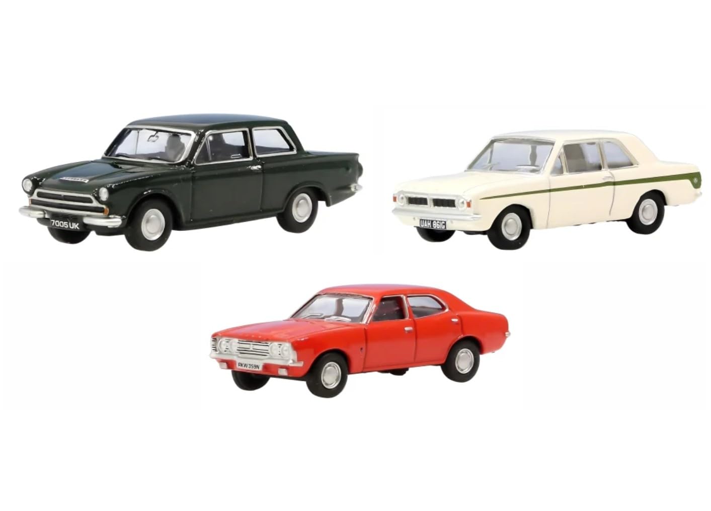 Ford Cortina Set - 3 Piece - MK1 MK2, MK3. 1/76 scale, Oxford Diecast 76SET84