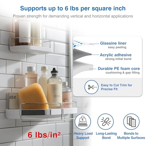 Double-Sided Removable Tape – 1" x 16.5 FT Heavy Duty PE Foam Mounting Tape with Adhesion Promoters – Wall-Safe Waterproof Damage-Free for Posters, Picture Hanging & Painted Walls - Image 4