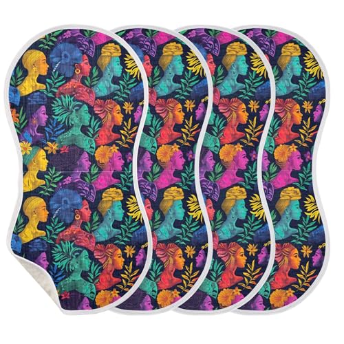 xigua Colorful Silhouettes of Women Baby Burp Cloths for Newborn Boys and Girls 1 Pack, Soft & Absorbent Cotton Baby Burp Cloth, Baby Washcloths, Newborn Towel, Burp Rags3