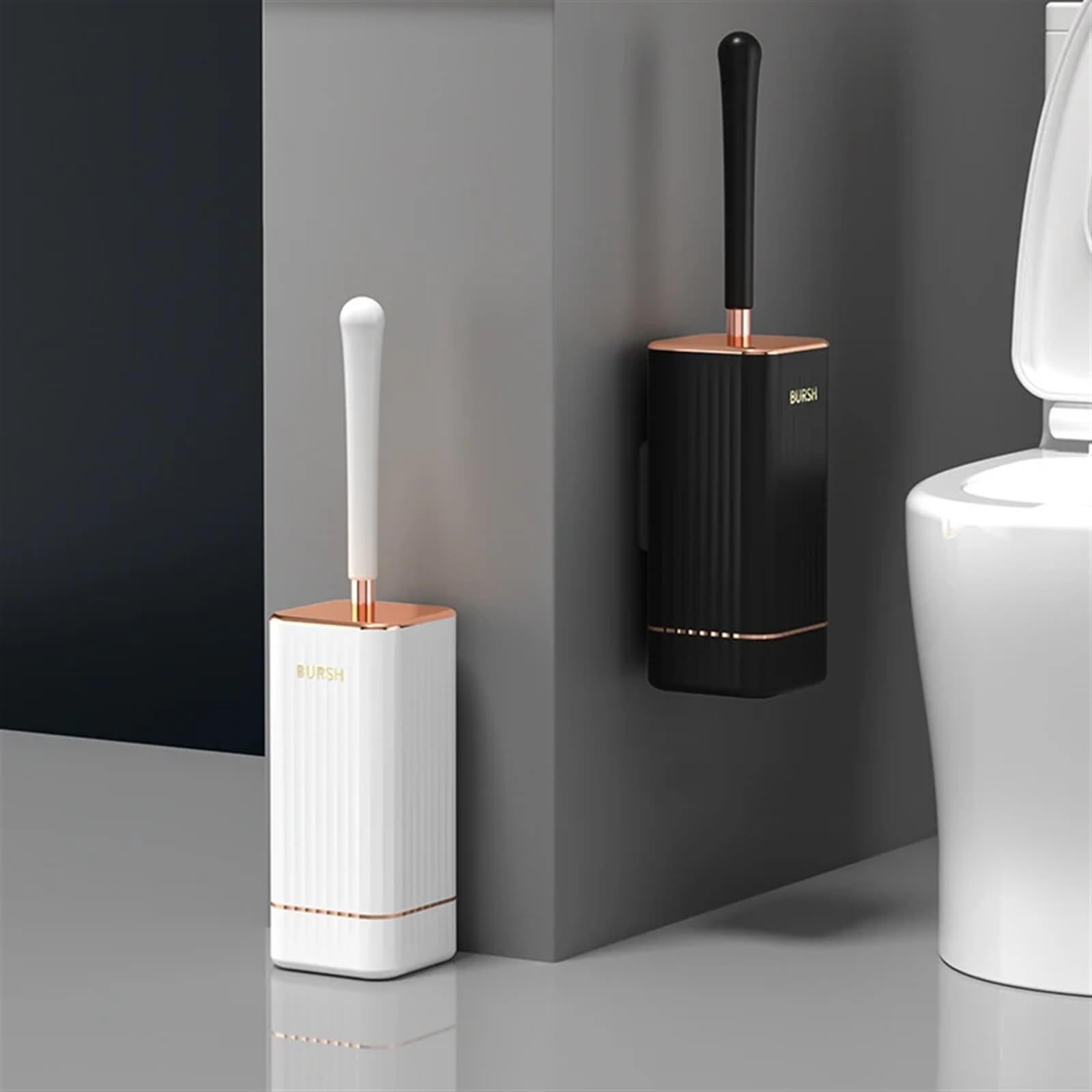 Spazzola per la Pulizia del WC con setole morbide Flessibili e Senza Angoli Morti in Silicone TPR con Base