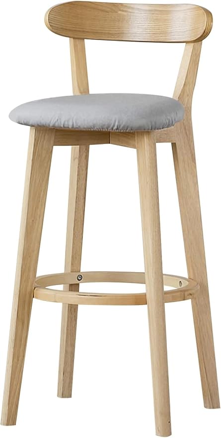 Paulsons Hospitality Barstool Counter Stools | Wooden Bar Stools with Cotton Linen Cushion Detachable Washable Seat Cover and Ring Footrest Bar Chairs Barstools Bar Stool 1Pc