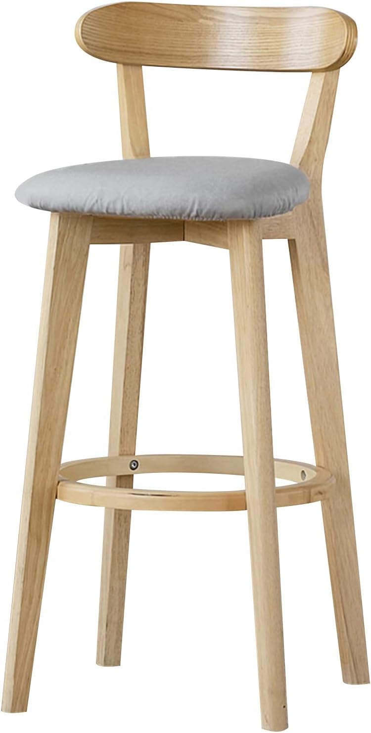 Paulsons Hospitality Barstool Counter Stools | Wooden Bar Stools with Cotton Linen Cushion Detachable Washable Seat Cover and Ring Footrest Bar Chairs Barstools (Wooden BAR Chair), 38 x 38 x 91 Cm