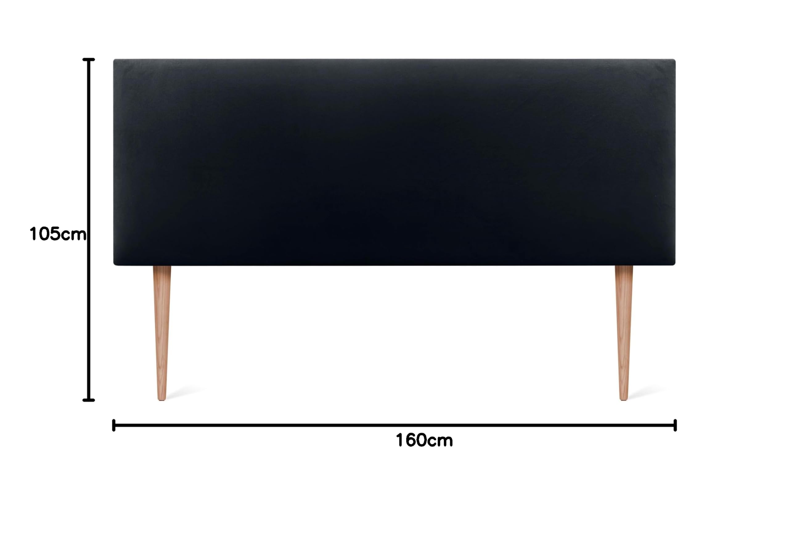 DHOME Tête de Lit en Velours Lisse avec Pieds Haut de Gamme Moderne Tête de Lit Rembourrée Lit Luxe Chambre Capitonnée (Noir, 160cm)