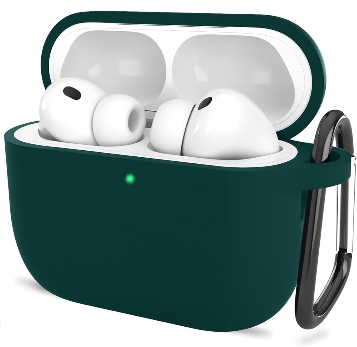 Latali New Soft Silicone Case Compatible with Apple AirPods Pro 3 Generation (2025) Protective Silicone 360° Full Protection Dust-Proof Shockproof Case Cover with Hook (Cover Only) (Dark Green)-image-43
