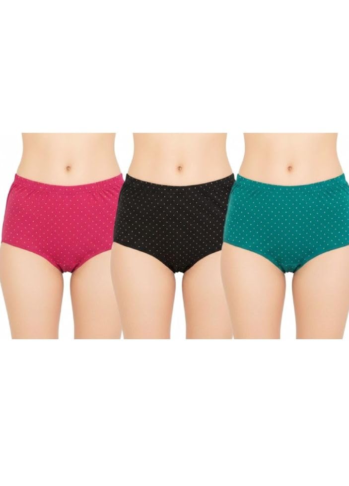 Women's Bikini Panties with Rhinestone Pure Cotton.Embellishment, 3-Pack, Black, Teal, Pink-image-25