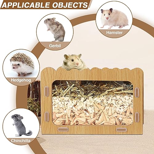 Boîte de creusement pour hamster avec cachette en bois et vitre transparente