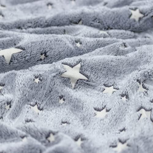 Modernmade Glow In The Dark Blanket | Super Soft Cozy Galaxy Blanket For Kids & Adults | 50" X 60" | Light Grey #TOP3