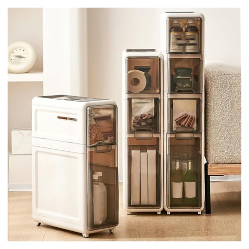 Failjierue Mueble de baño Estrecho de 18 cm: Organizador de Inodoro Estrecho con cajones, Mueble Independiente para Espacios pequeños, como baño, lavadero y Dormitorio.(4-Tiers)