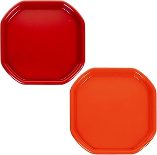 (Set of 2) Small Colour Plastic Mixing Tray Sand Water Play Builder Equipment Sand Pool Pit Tray Garden Beach Tuff Tray Kids Messy Play Tray For Cement Mortar Made in UK 70 x 70 CM (Red & Orange)