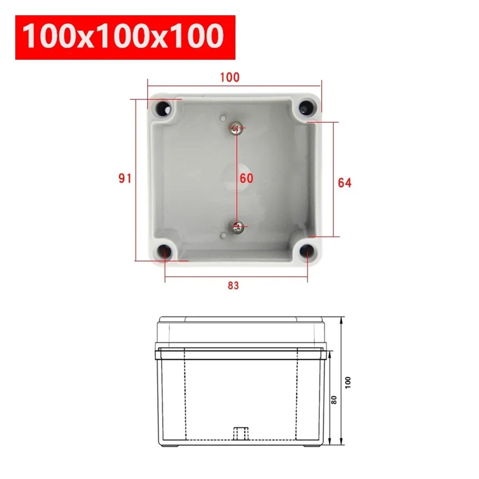 Scatola di derivazione impermeabile Custodia in plastica impermeabile Custodia elettronica for strumenti ip67 Scatola elettrica Scatola di giunzione esterna in ABS Housin 1Pc(100x100x100)