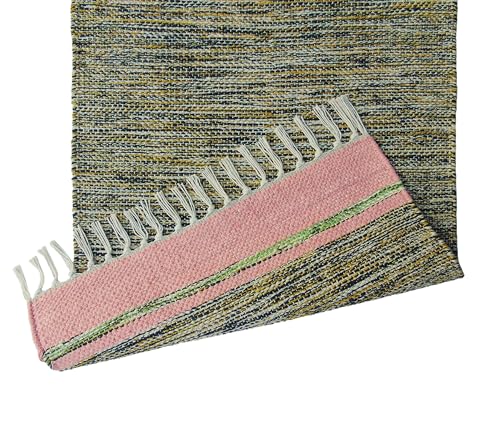 Image of MAHZEE HOME� Hand Woven Cotton Multicolor Small Rug for Bedroom, Living Room, Kids Room and Kitchen | Size : 1'4 inchx2' Feet or 16x24 Inch or 40x60 cm| 100% Organic| Machine Washable (Combo of 10 Pcs)