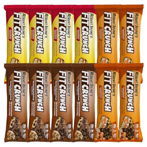 FITCRUNCH Full Size Protein Bars, 6-Layer Baked Bar, 6g of Sugar, Gluten Free & Soft Cake Core (12 Bars, Variety Pack)