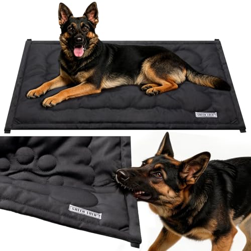 SHEENLULU Chew Proof Dog Bed Chew Resistant Dog Crate Pad for Aggressive Chewers Machine Washable Kennel Mat for Large Dogs Black 41x28