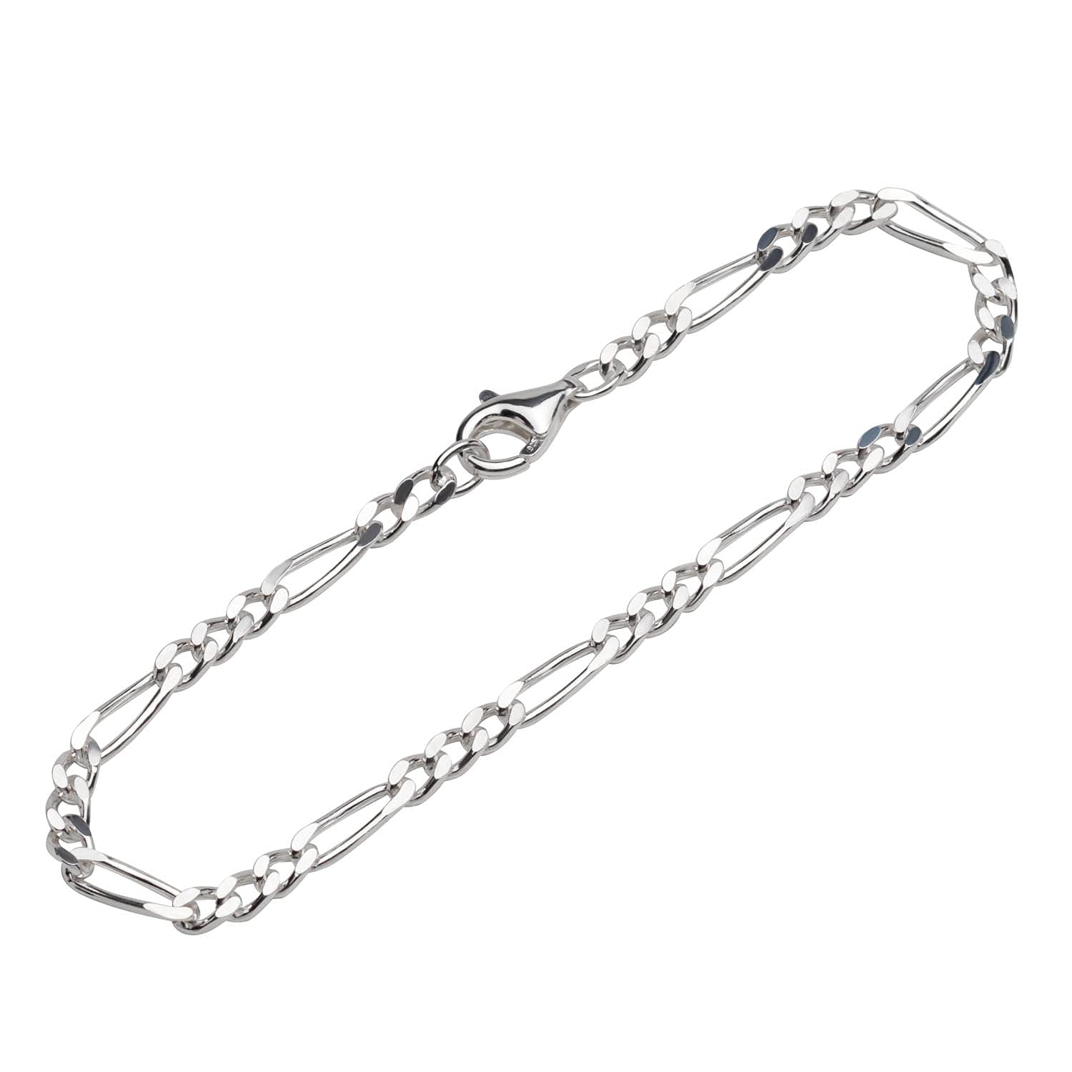 NKlaus pulsera de plata de ley 925 19cm Figaro curb chain 4 times diamond plated men 12376