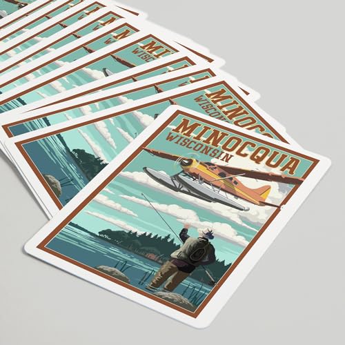 Lantern Press Minocqua Wisconsin Baraja Poker 52 Cartas miniatura 5
