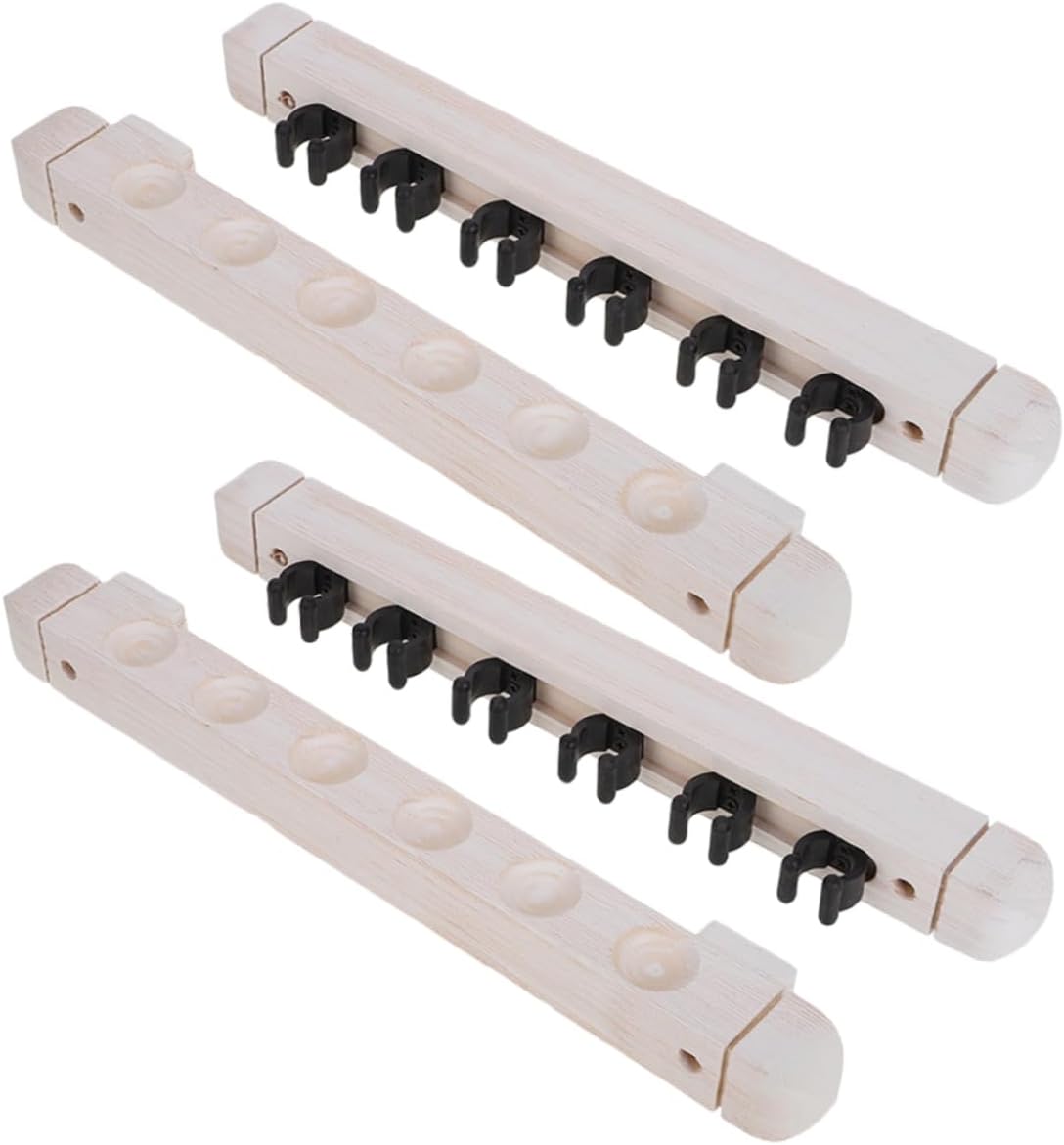 2pairs Wall Mounted Solid Wood Billiard Cue Holder Slots Pool Stick Rack for Easy Storage and Organization for Homes and