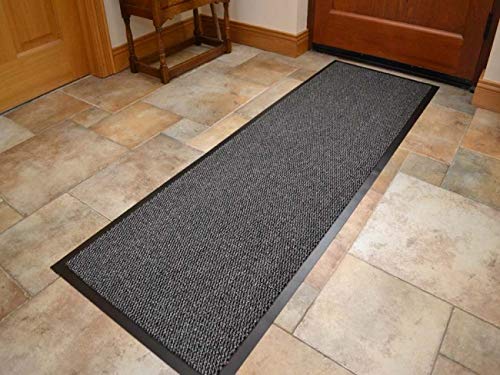Rugs Supermarket Grey Machine Washable Black Heavy Duty Quality Non Slip Hard Wearing Barrier Mat (60Cm X 160Cm)