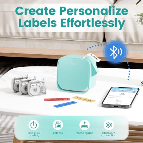 Image of Phomemo M960 Label Maker with Ribbon, Mini Bluetooth Label Printer, Portable, Monochrome, for Home, School, Office