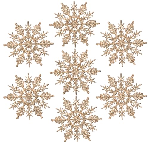 Copos de nieve Adornos de plástico brillante para decoración navideña 30ct 2