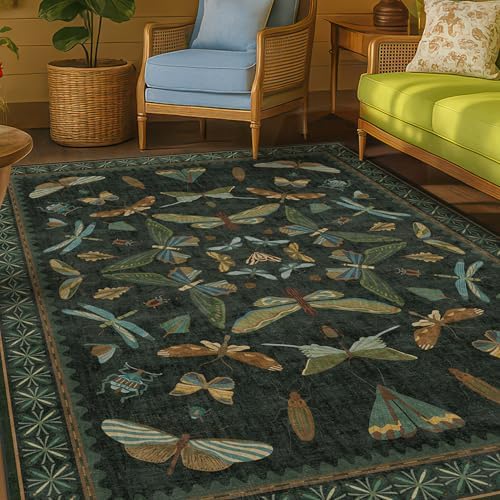 Dark Green Area Rugs 5x7 for Living Room - Fairy Fantasy Moss Rug...