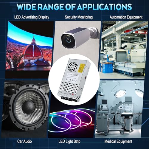 Upgraded Output Port 24V 20A 480W DC Switching Power Supply, Universal Transformers AC110V/220V (SMPS), 24 Volt Power Supply for 3D Printer, CCTV Camera Security System(Without Power Cord) 7