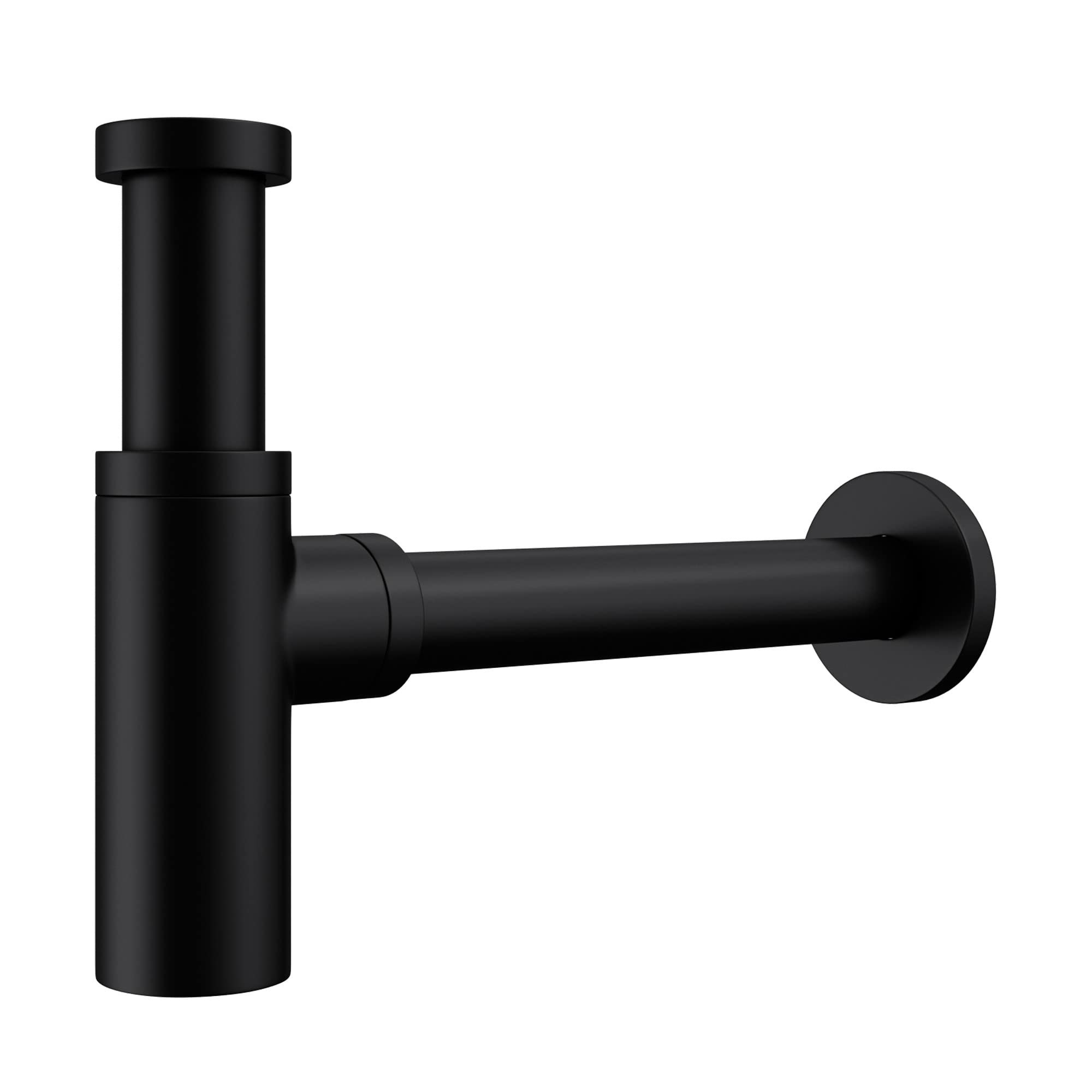 doporro Siphon pour Lavabo et Vasque en Laiton Anti-Odeur Noir Mat