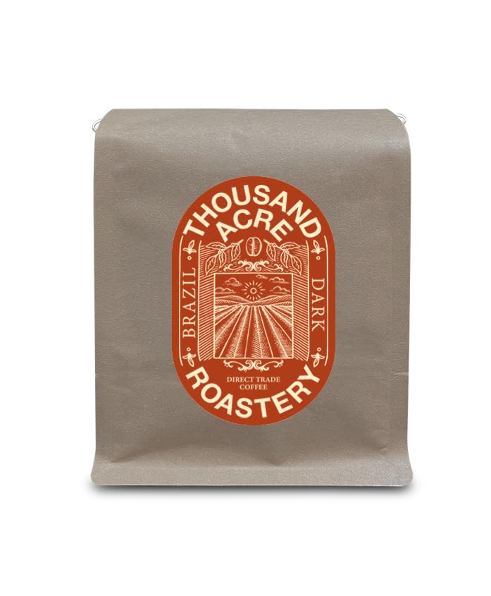 Thousand Acre Roastery | Premium Brazilian Ground Coffee Dark Roasts | From Cerrado, Brazil | Best Coffee Grounds for Ultimate Flavor | Authentic Dark Roast Coffee Experience | 12 Oz Bag