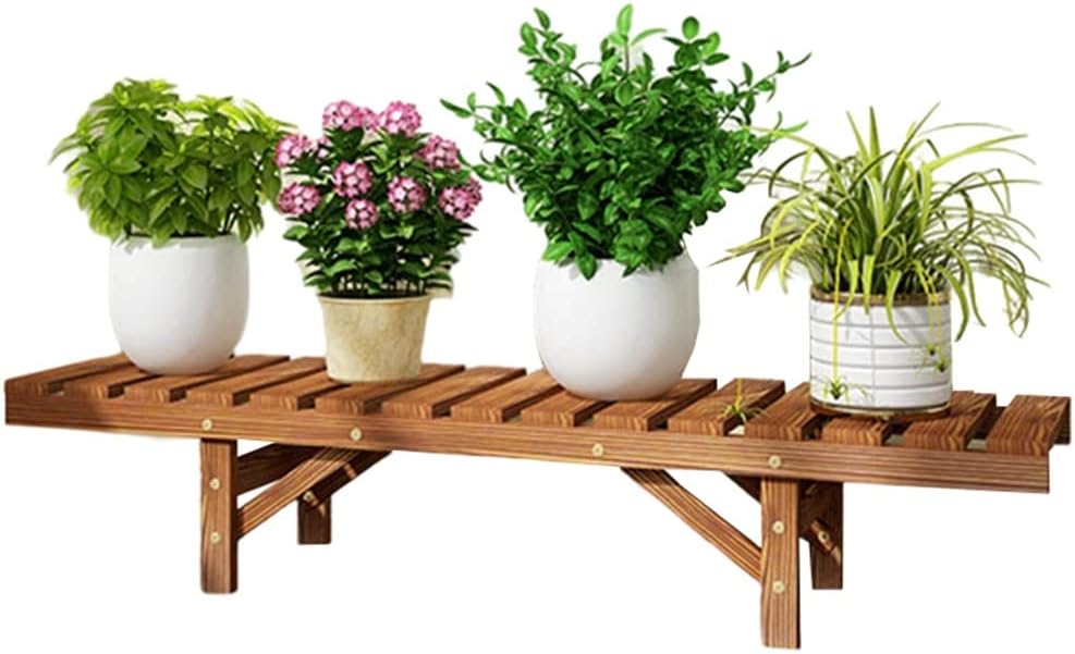 Plant Stand—Wooden Balcony Plant Stand, Multi-tiered Flower Shelf for Indoor & Outdoor Pots, Stylish Flower Holder for Home Decor, Versatile Garden nizer（Brown,