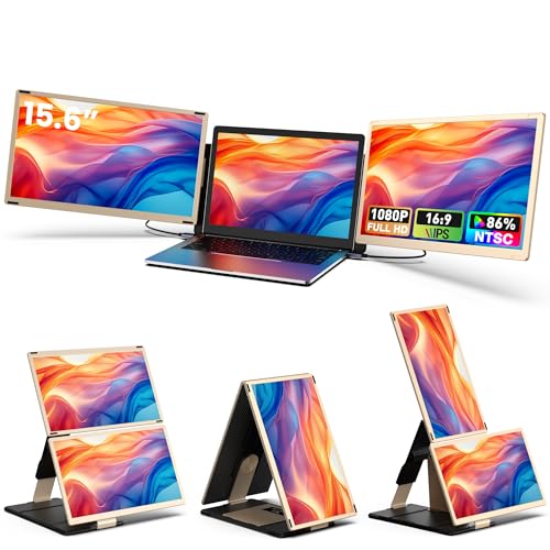 Laptop Screen Extender, 15.6'' Triple Portable Monitor with 86% NTSC IPS FHD 1080P Display, Detachable Laptop Monitor Extender Compatible with Wins/Mac/Linux/Dex/Chrome, Working with Desktop/Mini PC by FLYTOCCA - Used condition - US$252.98