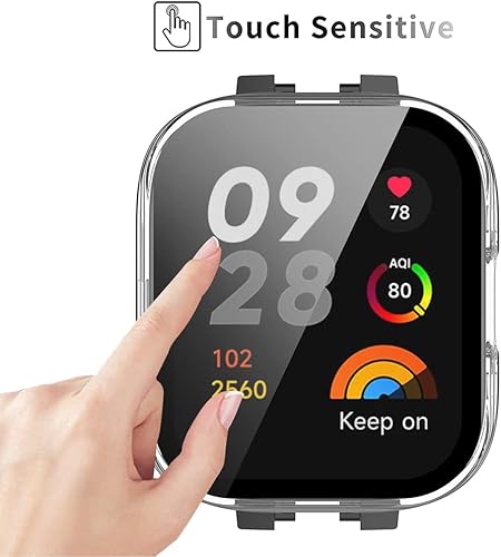 Miniatura 5 de Paquete de 2 Funda con protector de pantalla de vidrio templado compatible con xiaomi redmi Watch 3, dureza 9H de 360, funda protectora ultrafina