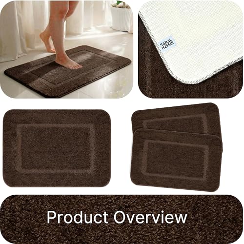 Image of Saral Home - Good Morning Mat, Soft, Anti-Skid, Washable, Water Absorbent, Quick Drying, All time usable Bathmat /Doormat /Runner. Slip-Resistant Backing for Everyday Safety.(DK.Brown. 40x60-2PC)