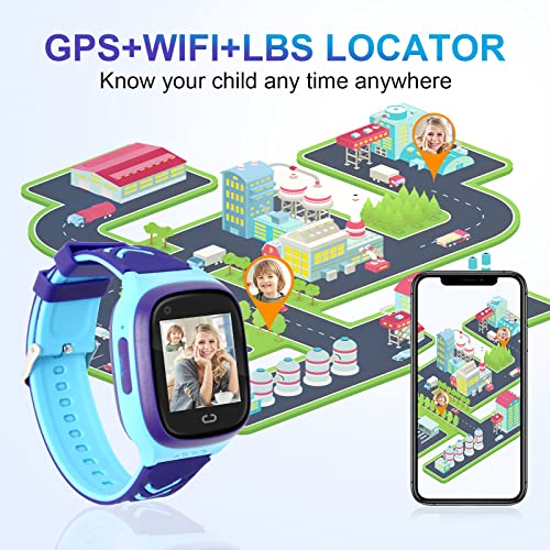 4G Kids Smart Watch For Gps Tracker - Boys Girls Smartwatches With Two Way Calling 7 Puzzle Games Sos Camera Alarm Clock Class Disturb Pedometer For Kids Children Students Ages 3-12 Birthday Gifts #TOP3
