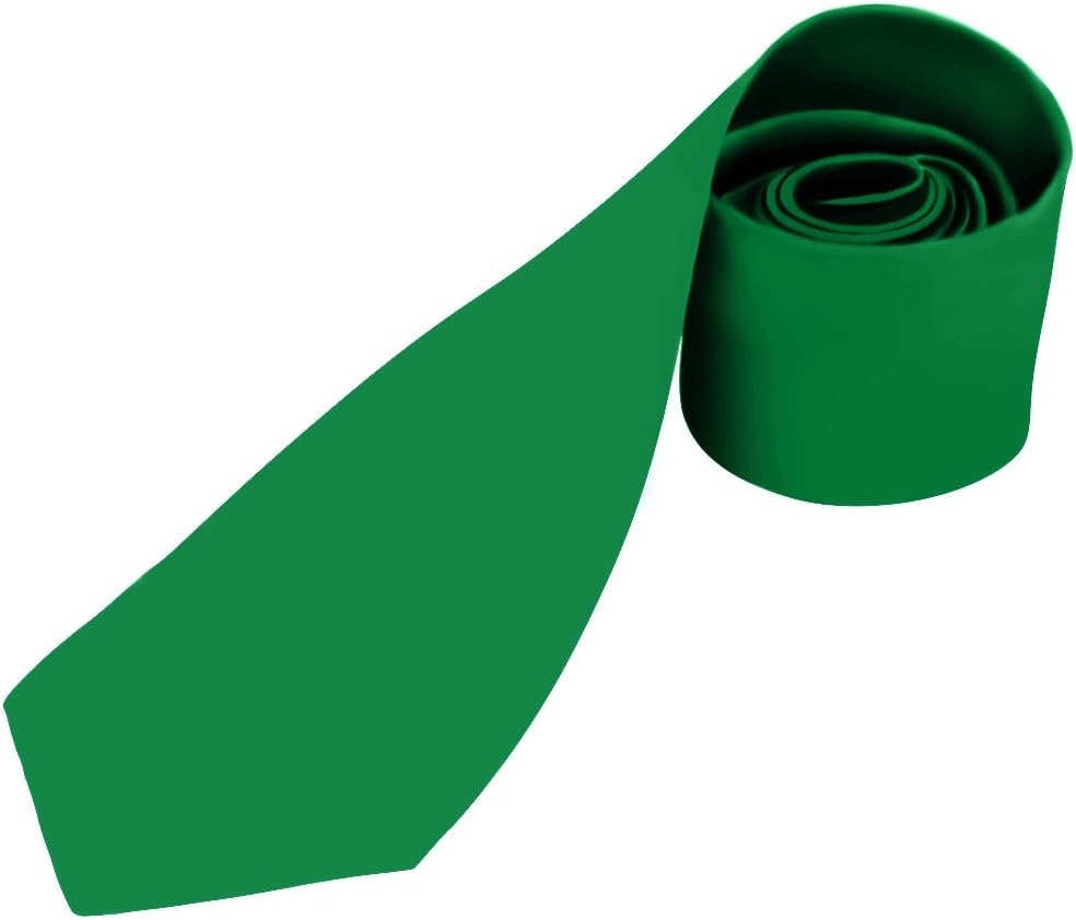 Romario ManziniMens Necktie SOLID Satin Neck Tie Kelly Green