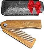 Viking Revolution - Bartkamm - Faltbarer Bartkamm Männer für Herren mit Etui - Sandelholz & Natürlicher Butterfly Kamm mit Geschenkbox - Herren Geschenke - Weihnachtsgeschenke für männer