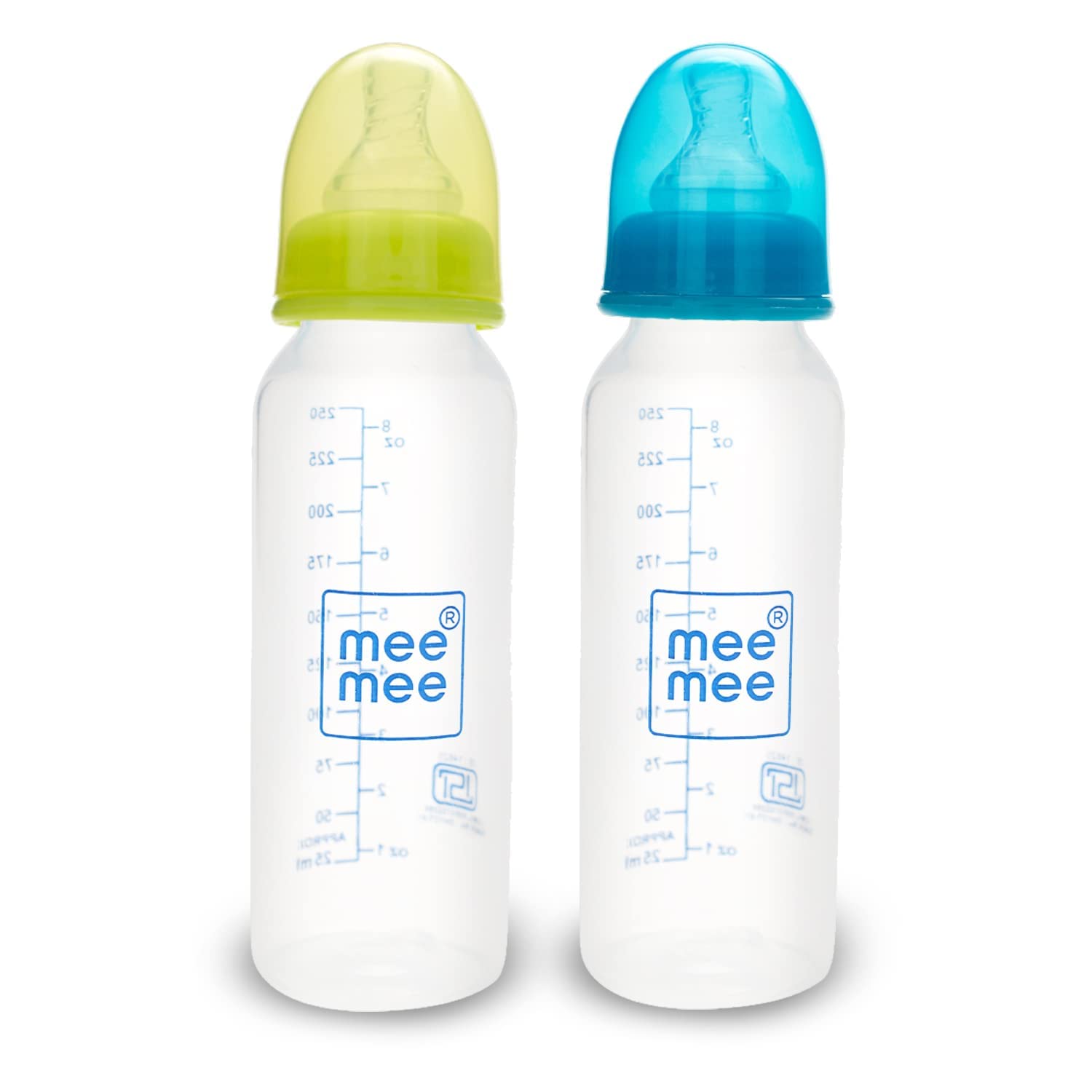 Mee Mee Eazy Flo Premium Anti-Colic Slim/Regular Neck Essential Baby Feeding Bottle| New Born/Infants/Toddler Upto 3 Years| BPA Free (250ml, Plain - Blue/Green Twin)-image-38